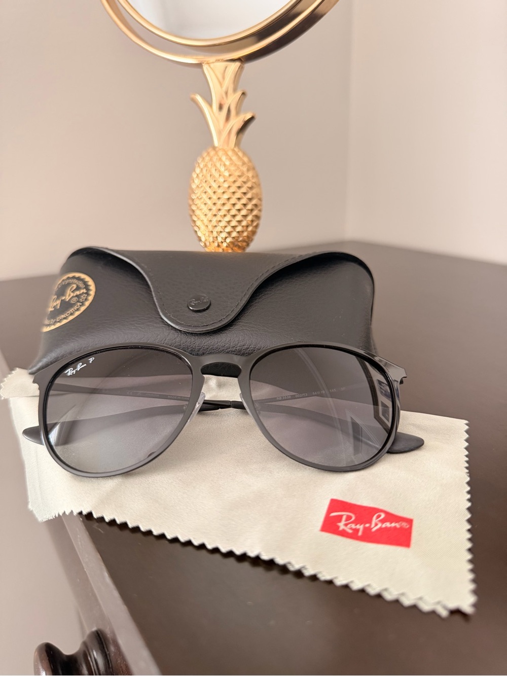 Ray-Ban “Erika” Women's Black Frame Sunglasses with Gray Lenses